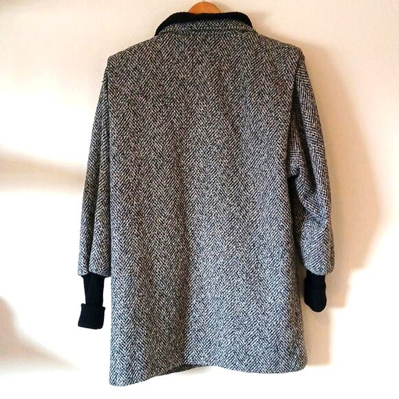 Vintage 80s Herringbone Karizma Wool Blend Coat Union Made - Picture 2 of 10